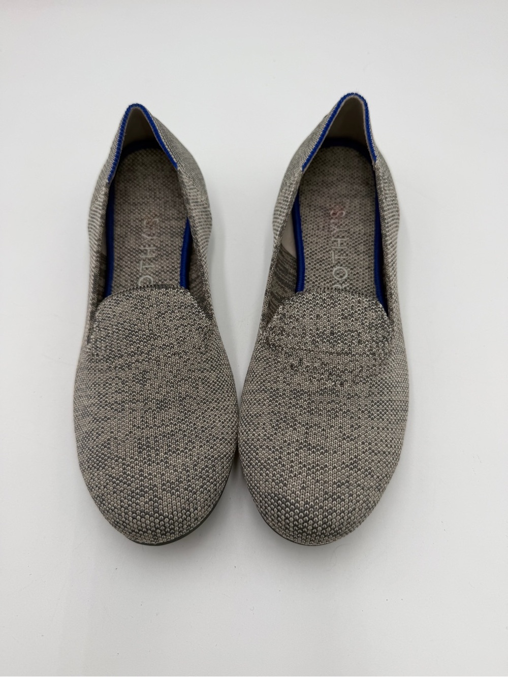 Rothy’s Women’s Size 8 Gray Knit Loafers Flats Blue Stripe Washable Shoes
